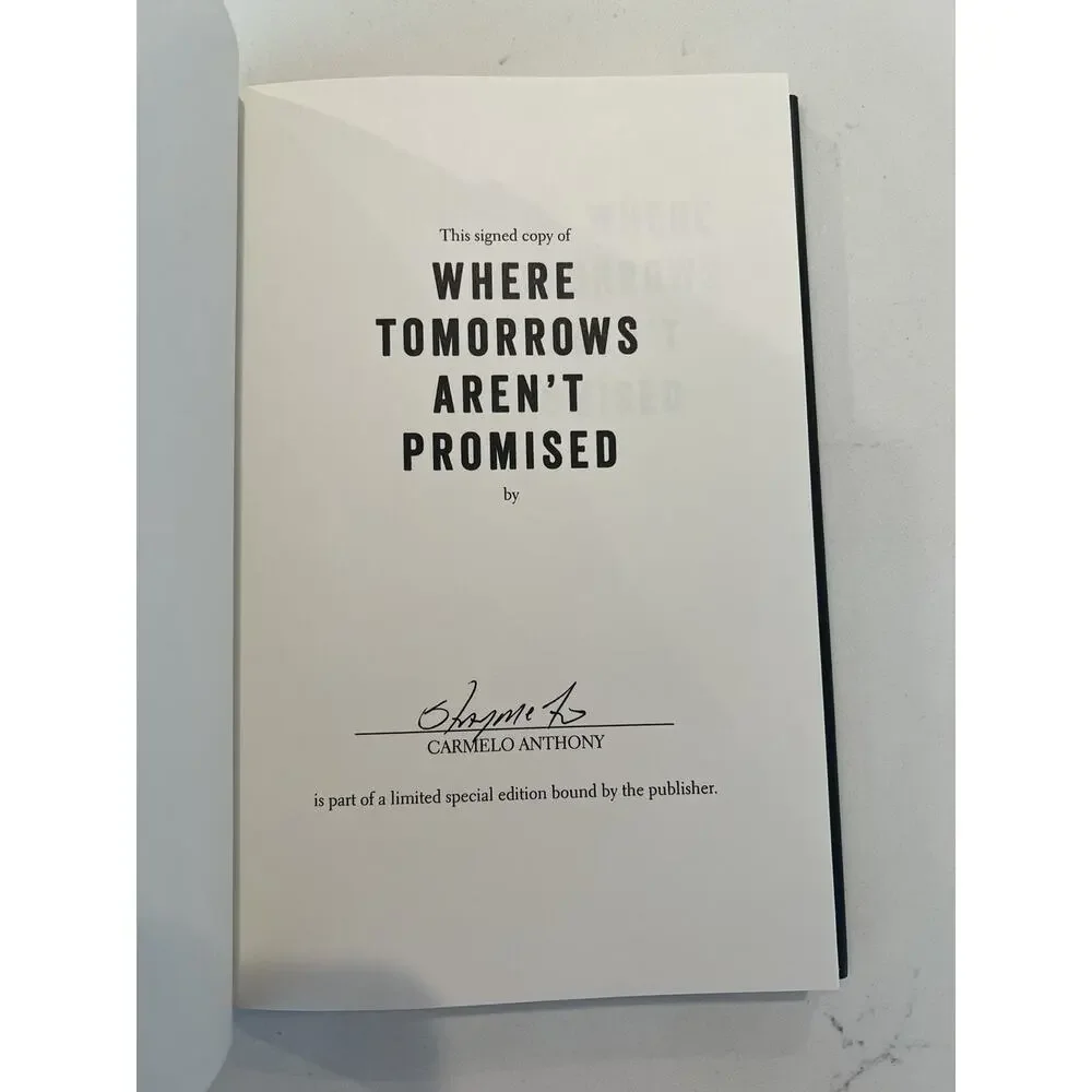 CARMELO ANTHONY Signed / Autographed Book Where Tomorrows Aren't Promised AUTO 2